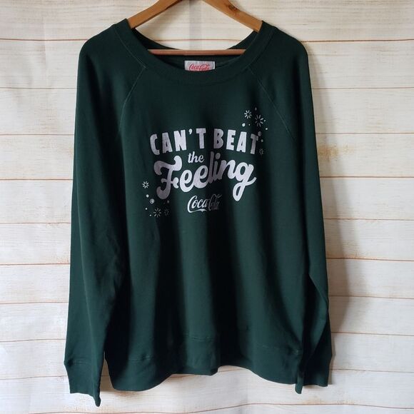 Wildfox/Coca Cola Can't Beat The Feeling Long Sleeve Sweatshirt Size Large Green - Picture 1 of 7